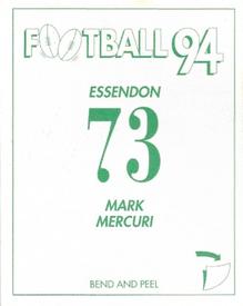 1994 Select AFL Stickers #73 Mark Mercuri Back